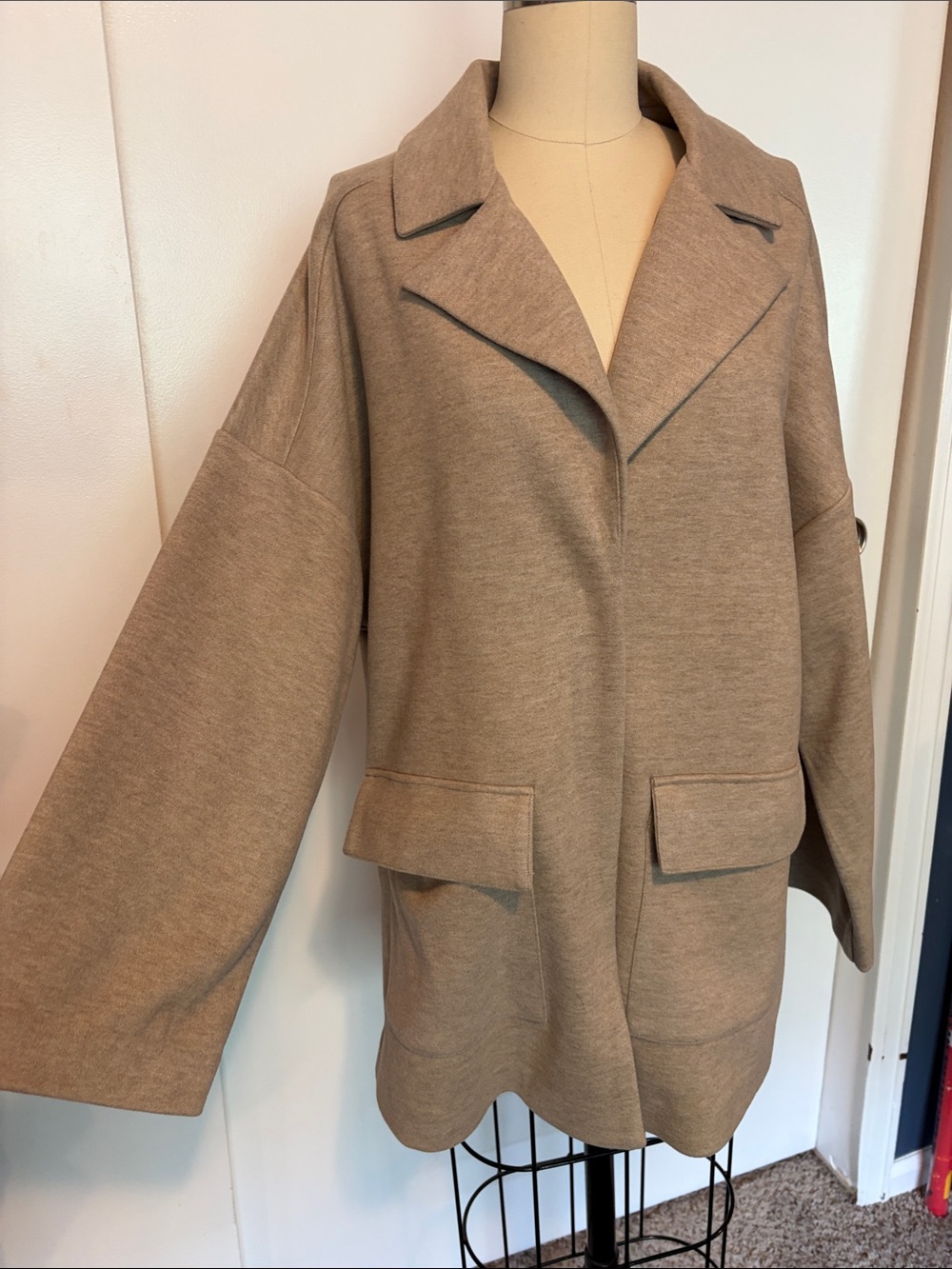 Sanctuary Taupe Open-Front Blazer Jacket